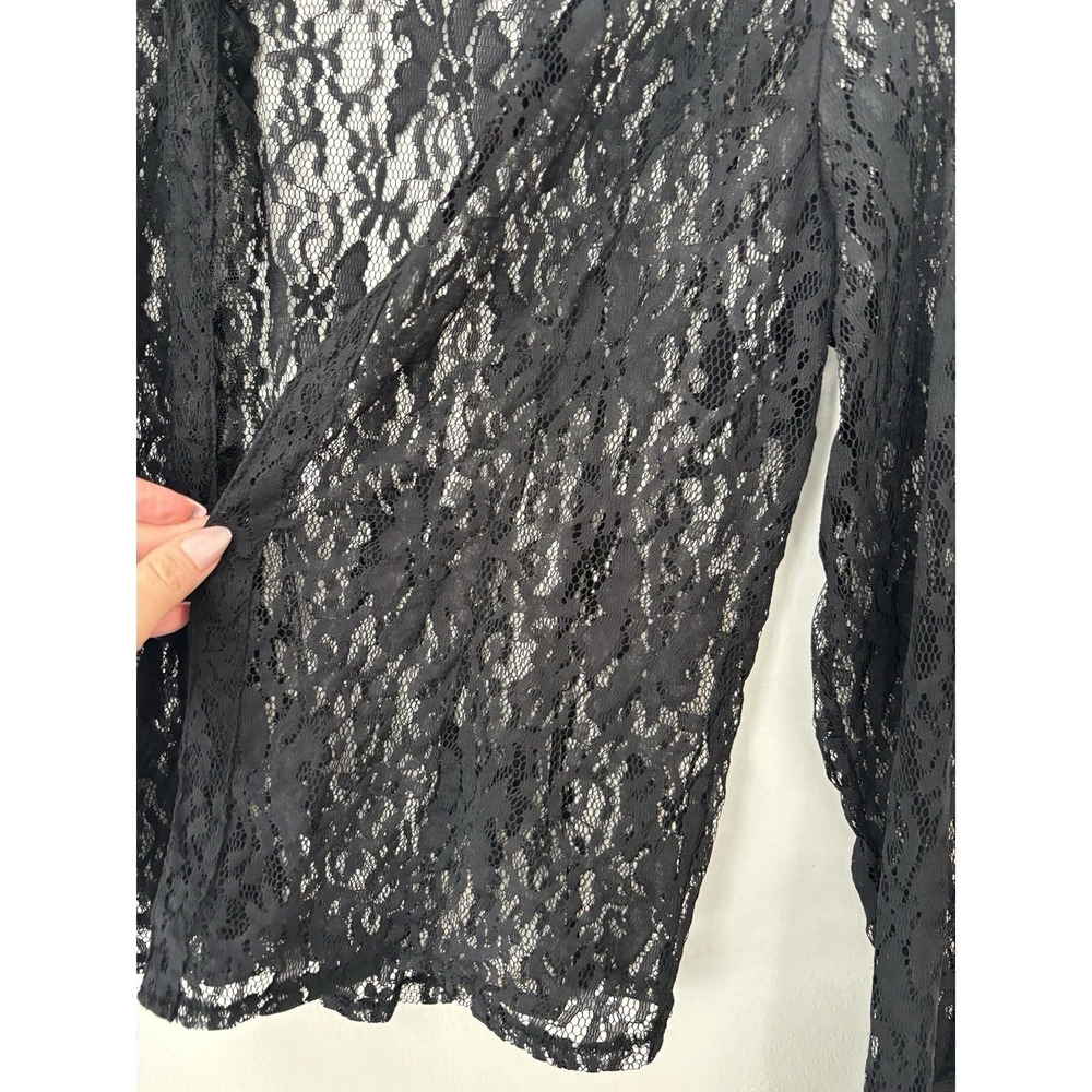 White Stag‎ Women's Vintage Lace Whimsigoth Victorian High Neck Open Blouse Sz S - Picture 3 of 11